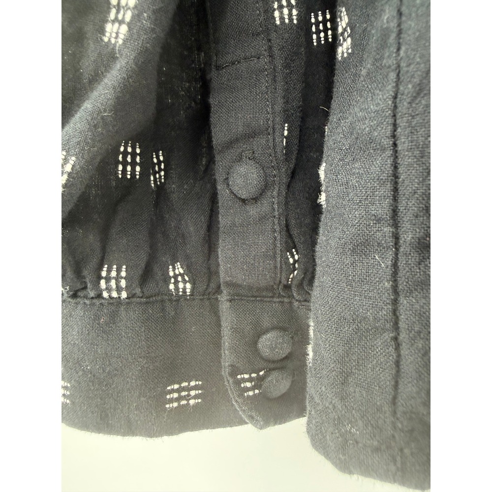 100% Cotton Madewell Black Dobby Dash Button Front V-Neck Wrap Blouse Top XL - Picture 7 of 11
